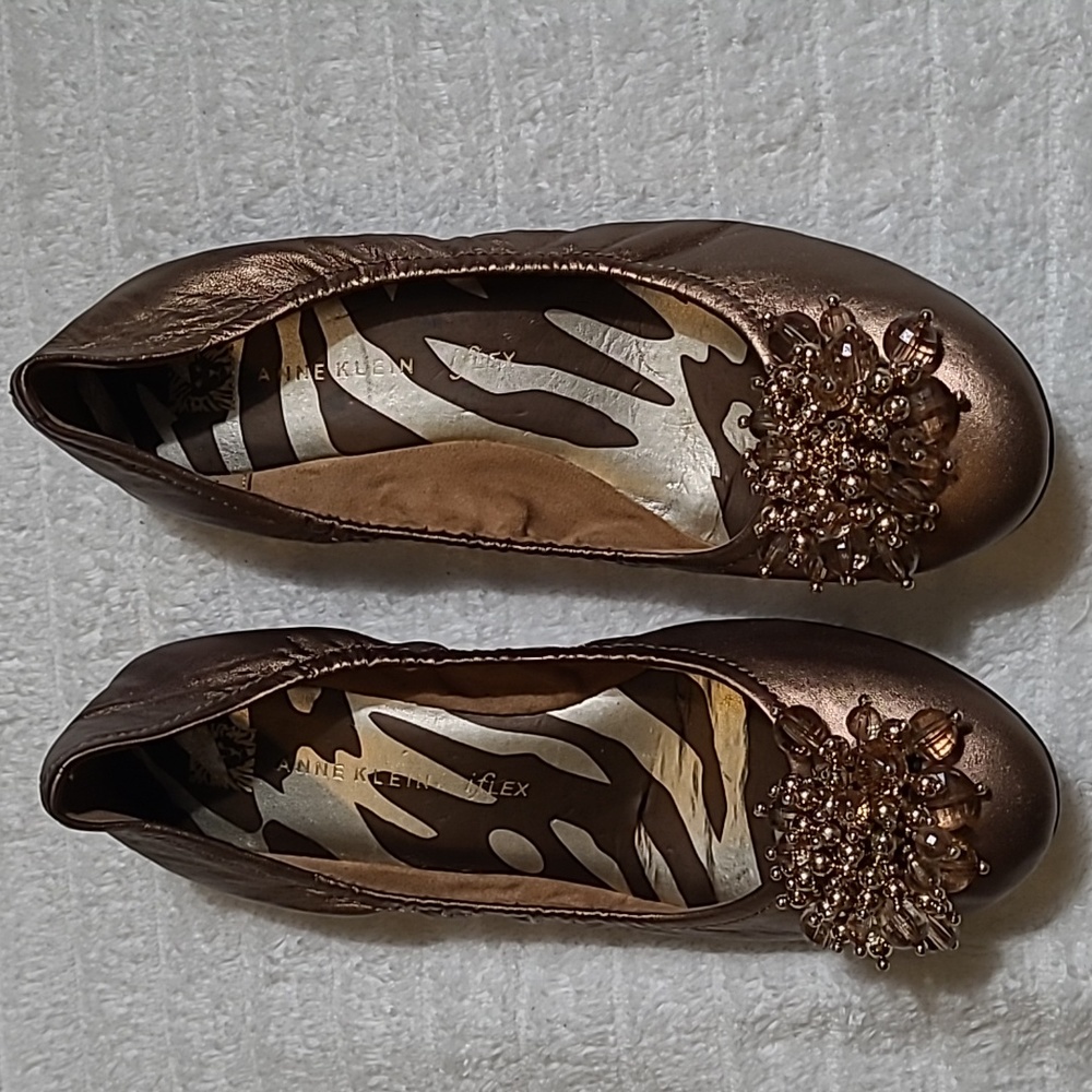 Anne Klein Bronze Embellished Flats